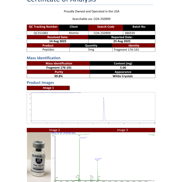 Frag 176 191 5mg COA