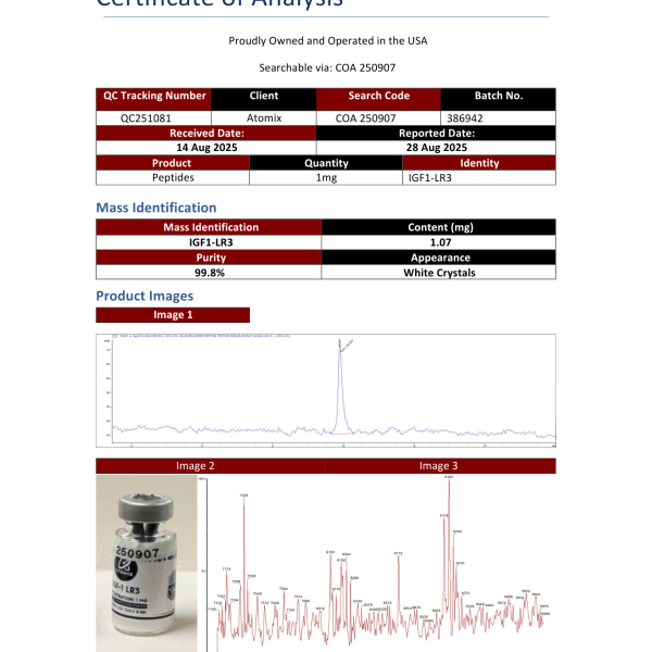 IGF 1 LR3 1mg COA
