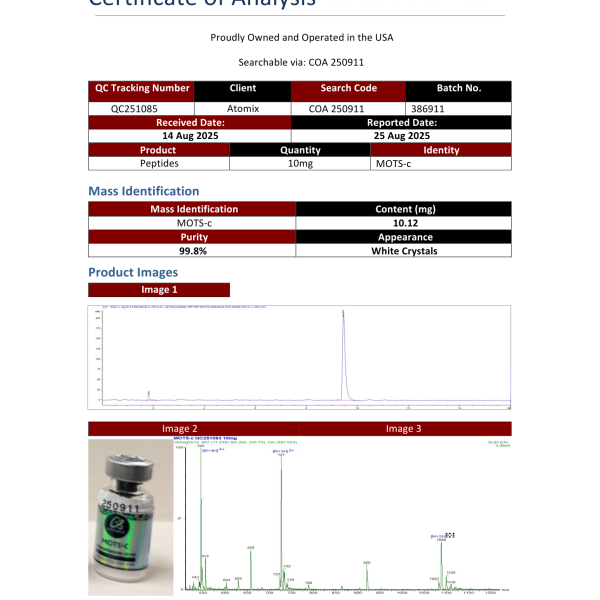 MOTS c 10mg COA