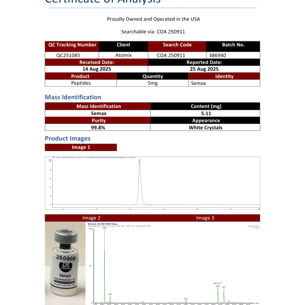 Semax 5mg COA
