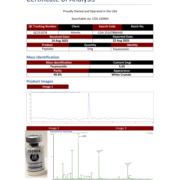 Tesamorelin 5mg COA