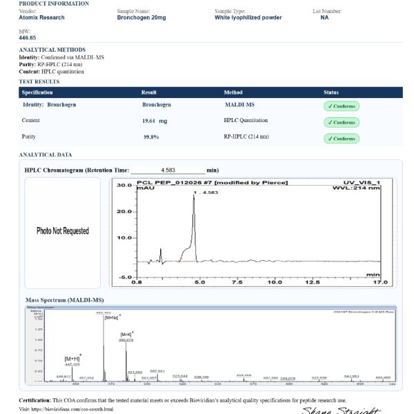 20260123161949 0 Bronchogen 20mg COA page 0001